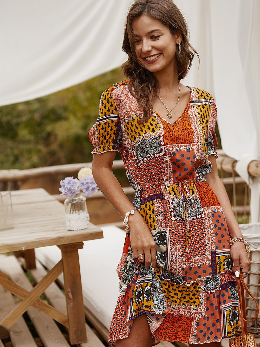 Contrasting color dress Aosig