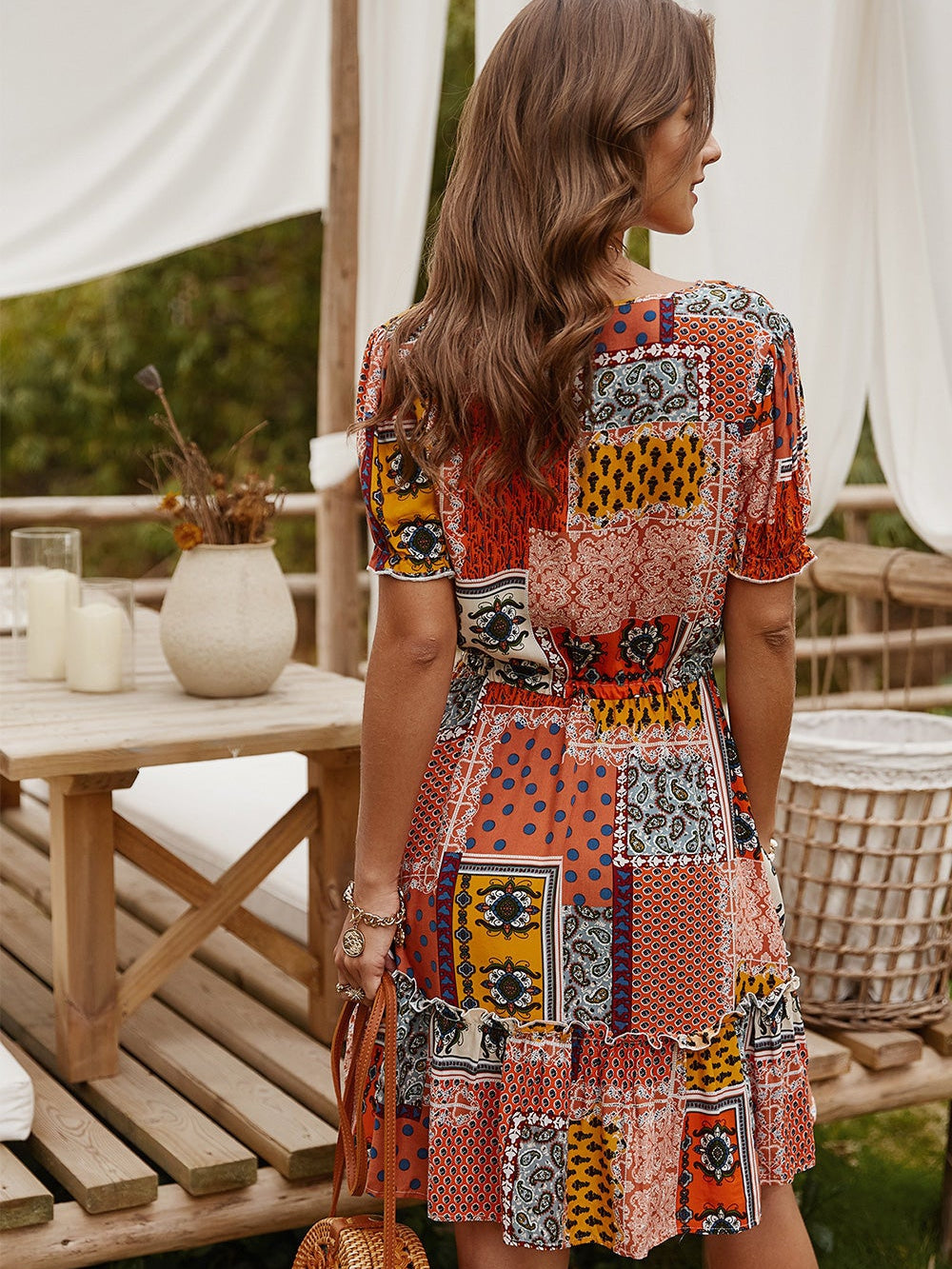 Contrasting color dress Aosig