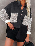 Corduroy Loose Leopard Print Casual Shirt Aosig