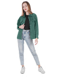 Corduroy Solid Color Shirt Jacket Aosig