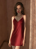 Deep V Solid Color Women's Pajamas Aosig