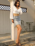 Denim Ladies Short Skirt Aosig