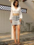 Denim Ladies Short Skirt Aosig