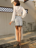 Denim Ladies Short Skirt Aosig