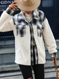 Double-sided Velvet Plaid Stitched Lapel Plush Coat Aosig