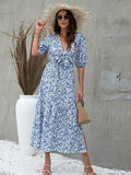 Elegant And Elegant Knotted Print Dress Aosig