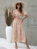 Elegant And Elegant Knotted Print Dress Aosig