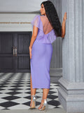 Elegant Backless Mesh Cocktail Dress Aosig