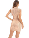 Elegant Fringed Sequins See-through Evening Dress Aosig