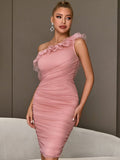 Elegant One-shoulder Draped Cocktail Dress Aosig