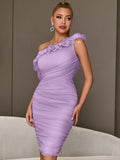 Elegant One-shoulder Draped Cocktail Dress Aosig