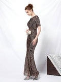 Elegant long mid sleeve evening dress Aosig