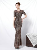 Elegant long mid sleeve evening dress Aosig