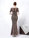 Elegant long mid sleeve evening dress Aosig