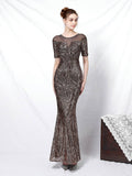 Elegant long mid sleeve evening dress Aosig