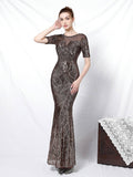 Elegant long mid sleeve evening dress Aosig