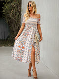 Fashionable One-shoulder Bohemian Print Dress