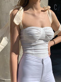 Fish Bone Waist Wrapped Chest Solid Color Small Vein Aosig