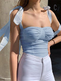 Fish Bone Waist Wrapped Chest Solid Color Small Vein Aosig