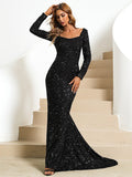 Fishtail Long Sleeve Evening Party Dress Aosig