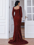 Fishtail Long Sleeve Evening Party Dress Aosig