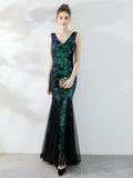 Fishtail Sequin long evening dress Aosig