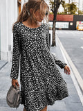 Fleck print round neck maxi dress Aosig