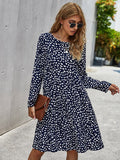 Fleck print round neck maxi dress Aosig