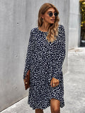 Fleck print round neck maxi dress Aosig