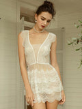 French princess lace suspender skirt sexy mesh see-through halter girl home nightdress Aosig