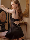 French princess silky satin sexy suspender dress Aosig