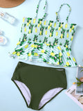 Green Printed Two-piece Swimsuit Aosig