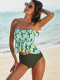 Green Printed Two-piece Swimsuit Aosig