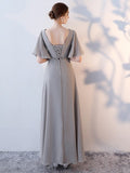 Grey Chiffon Evening Dress Bridesmaid Dress Aosig