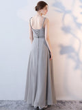 Grey Chiffon Evening Dress Bridesmaid Dress Aosig