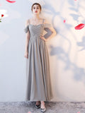 Grey Chiffon Evening Dress Bridesmaid Dress Aosig