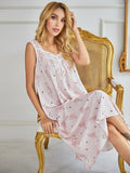 Halter Print Home Nightdress Aosig