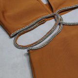 Halter Sleeveless Midi Rhinestone Bandage Dress PZC1957 Aosig
