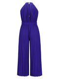 Halter Sleeveless Pleated Jumpsuit Aosig