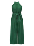 Halter Sleeveless Pleated Jumpsuit Aosig