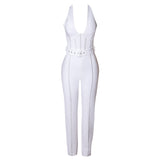 Halter Sleeveless With Belt Bandage Jumpsuit Aosig