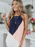 Halter Straps Contrast Color Vest T-shirt Top Aosig