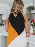 Halter Straps Contrast Color Vest T-shirt Top Aosig