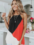 Halter Straps Contrast Color Vest T-shirt Top Aosig