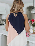 Halter Straps Contrast Color Vest T-shirt Top Aosig