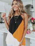 Halter Straps Contrast Color Vest T-shirt Top Aosig