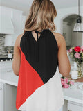 Halter Straps Contrast Color Vest T-shirt Top Aosig