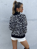 High Neck Leopard Print Sweater Aosig