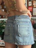 High Waist Big Pocket Work Denim Skirt Aosig