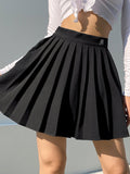 High Waist Slim Pleated Skirt Aosig